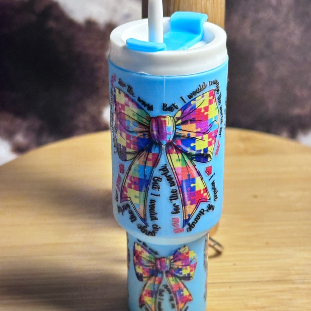 Colorful Puzzle Piece Tumbler with Straw